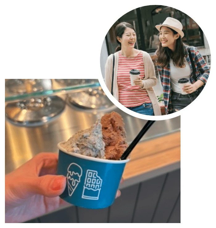 大人気！のチョコ＆アイスteal で一休み！